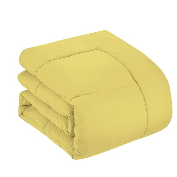 Sweet Home Collection 7-teiliges Bettwäscheset mit Tasche, einfarbig, für alle Jahreszeiten, weiche Daunen-Alternativdecke und luxuriöse Mikrofaser-Bettlaken, gelb, King-Size-Bett