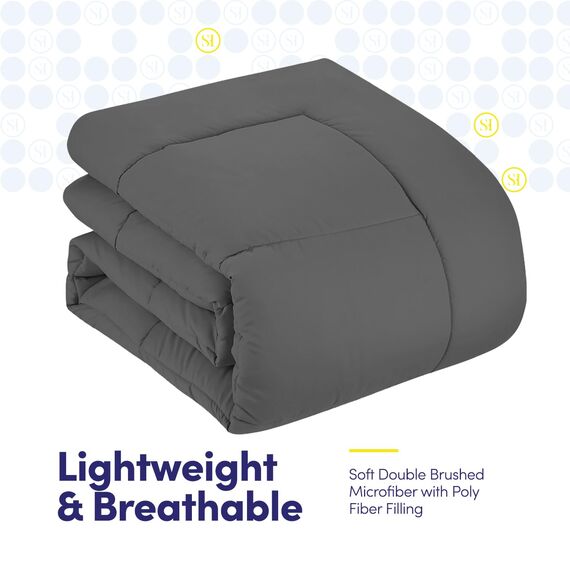 Twin XL Bettdecken-Set für Studentenwohnheim, Spannbetttuch, integrierte Bettlakenbänder, ultraweich und knitterfrei, Schlafsaal-Essentials für Jungs und Mädchen, extra langes Doppelbett-Set, Grau