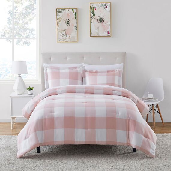 Bettdecken-Set, 7-teilige Kollektion, 1 Bettdecke, 1 Spannbetttuch, 1 Bettlaken, 4 Kissenbezüge, tiefe Tasche, weich, hochwertig, ideal für alle Jahreszeiten, kariertes Kastenrot, Queen-Size