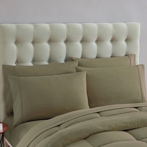 Sweet Home Collection 5-teiliges Bettdecken-Set, einfarbig, für alle Jahreszeiten, weiche Daunen-Alternative und luxuriöse Mikrofaser-Bettlaken, Salbei, Doppelbett
