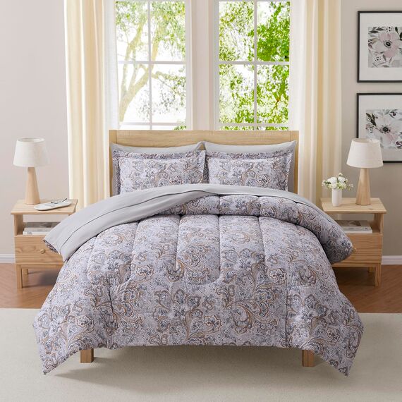 Paisley-Bettwäsche-Set für Doppelbetten mit Bettlaken in einer Tasche, tiefes Spannbetttuch mit elastischen Ecken, kuschelige Steppdecke, Kissenbezüge und Kissenbezüge, weiche Mikrofaser, für alle