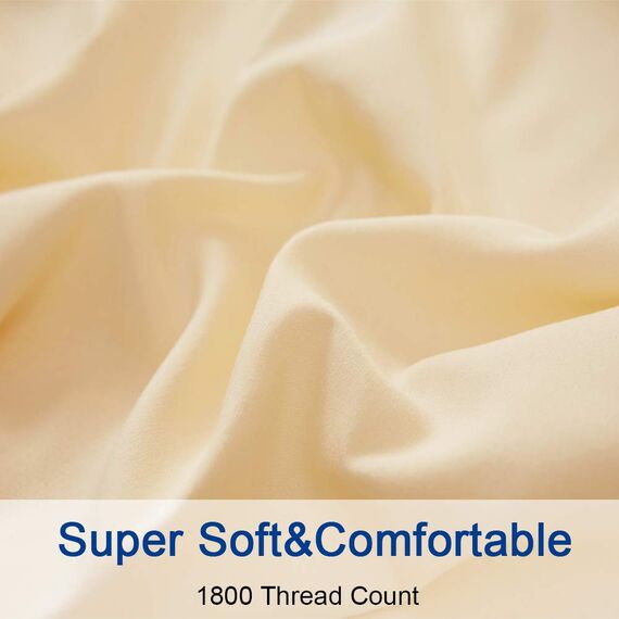 SONORO KATE Bettwäsche-Set, superweiche Mikrofaser, Fadenzahl 1800, ägyptische Bettwäsche, 45,7 cm tief, knitterfrei und hypoallergen, 4-teilig (Queensize, Elfenbein)