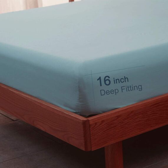 SONORO KATE Bettwäsche-Set, superweiche Mikrofaser, Fadenzahl 1800, ägyptische Bettlaken mit 40,6 cm tiefen Taschen, knitterfrei und hypoallergen, 4-teilig (Spa-blau, California King)