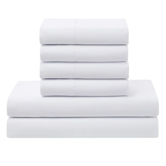 Sweet Home Collection Bettdecken-Set in derTasche, einfarbig, für alle Jahreszeiten, weiche Daunen-Alternativ-Decke und Mikrofaser-Bettlaken, 5-teilig, Weiß, Doppelbett-Größe XL