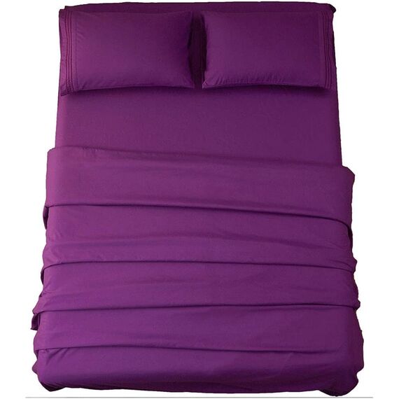 SONORO KATE Bettwäsche-Set, superweiche Mikrofaser, Fadenzahl 1800, ägyptische Bettwäsche, 40,6 cm tief, knitterfrei und hypoallergen, 4-teilig (Kingsize, Violett)