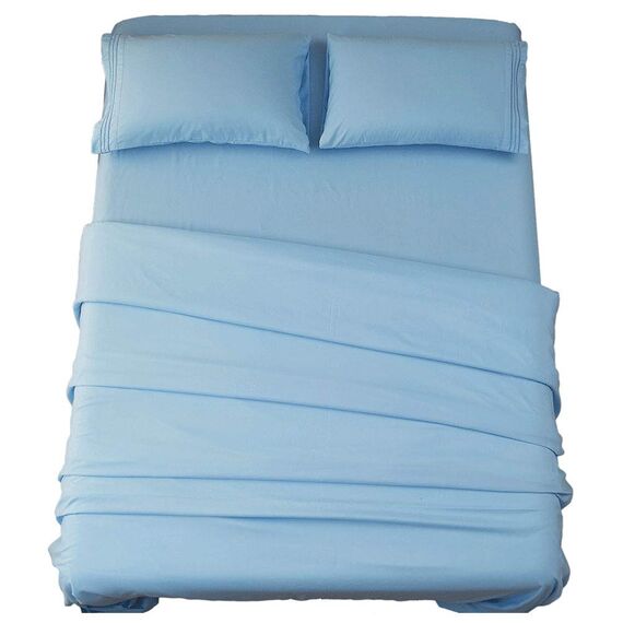 SONORO KATE Bettwäsche-Set, superweiche Mikrofaser, Fadenzahl 1800, ägyptische Bettwäsche, 45,7 cm tief, knitterfrei und hypoallergen, 3-teilig (Twinsize, Seeblau)