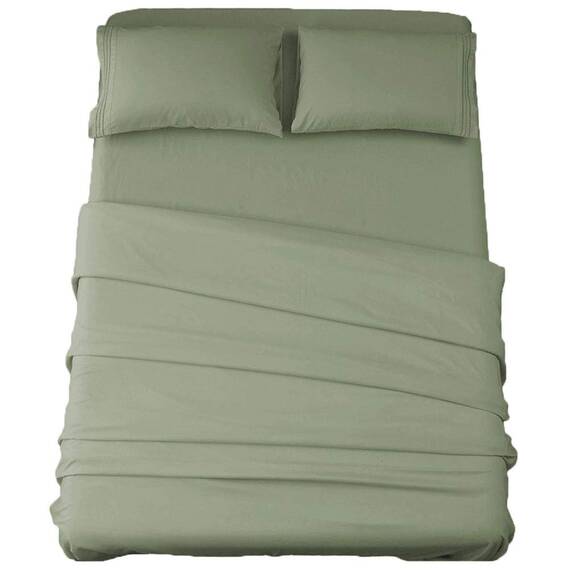 SONORO KATE Bettwäsche-Set, superweiche Mikrofaser, Fadenzahl 1800, ägyptische Bettlaken (40,6 cm tiefe Tasche, knitterfrei und hypoallergen, 4-teilig (Salbei, King-Size)