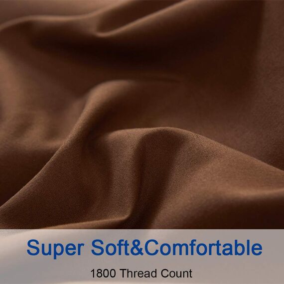 SONORO Kate Bettlaken, superweiche Mikrofaser, Fadenzahl 1800, 40,6 cm, Tiefe Tasche, 4 Stück, Queensize-Braun