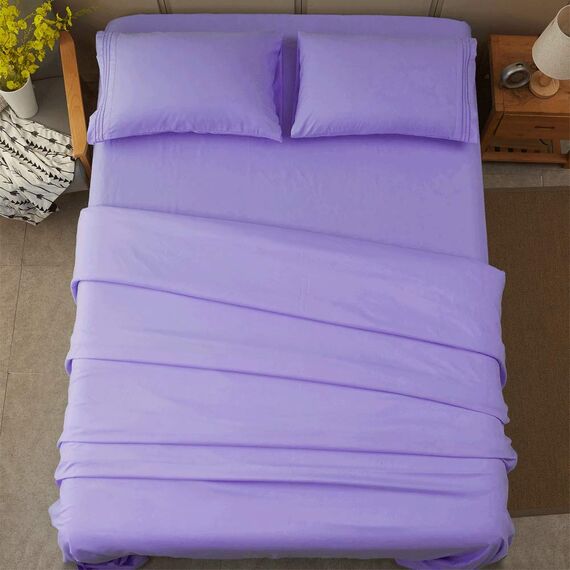 SONORO KATE Bettwäsche-Set, superweiche Mikrofaser, Fadenzahl 1800, ägyptische Bettlaken mit 40,6 cm tiefen Taschen, knitterfrei und hypoallergen, 4-teilig (Lavendel, Fullsize)