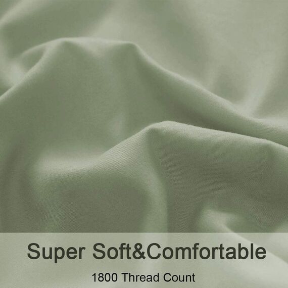 Sonoro Kate Bettwäsche-Set, Bettbezug, superweiche Mikrofaser, Fadenzahl 1800, luxuriöse ägyptische Bettwäsche, 40,6 cm tiefe Tasche, Falten und hypoallergen, 3-teiliges Set (Salbei, Twin XL)