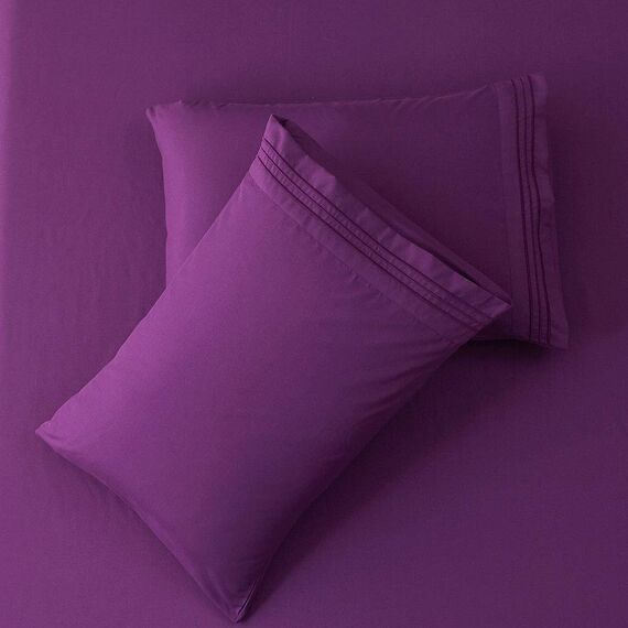 SONORO KATE Bettwäsche-Set, superweiche Mikrofaser, Fadenzahl 1800, ägyptische Bettwäsche, 40,6 cm tief, knitterfrei und hypoallergen, 4-teilig (Kingsize, Violett)