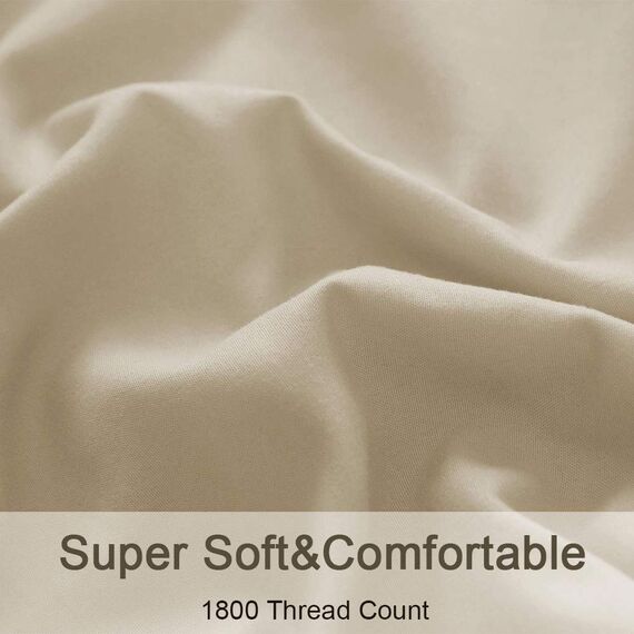 SONORO KATE Bettlaken-Set, superweiche Mikrofaser, Fadenzahl 1800, ägyptische Bettlaken (40,6 cm Tiefe Tasche, knitterfrei und hypoallergen, 4-teilig (Beige, King)