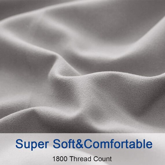 SONORO KATE Bettwäsche-Set, superweiche Mikrofaser, Fadenzahl 1800, ägyptische Bettwäsche, 40,6 cm tief, knitterfrei und hypoallergen, 4-teilig (Fullsize, Grau)