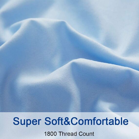SONORO KATE Bettwäsche-Set, superweiche Mikrofaser, Fadenzahl 1800, ägyptische Bettwäsche, 45,7 cm tief, knitterfrei und hypoallergen, 3-teilig (Twinsize, Seeblau)