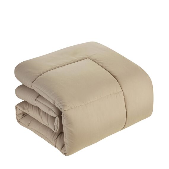 Sweet Home Collection 7-teiliges Bettdecken-Set, einfarbig, für alle Jahreszeiten, weiche Daunen-Alternative Decke und luxuriöse Mikrofaser-Bettlaken, Taupe, Queensize-Bett