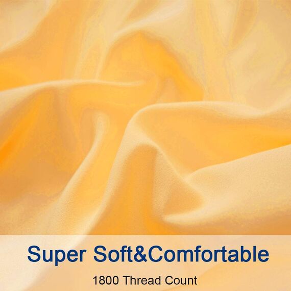 SONORO KATE Bettwäsche-Set, superweiche Mikrofaser, Fadenzahl 1800, luxuriöse ägyptische Laken 40,6 cm tiefe Tasche, knitterfrei und hypoallergen, 4-teilig (Gelb, King-Size)