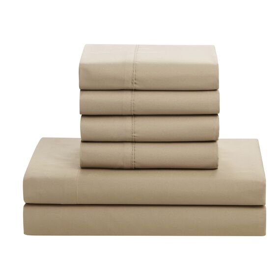 Sweet Home Collection 7-teiliges Bettdecken-Set, einfarbig, für alle Jahreszeiten, weiche Daunen-Alternative Decke und luxuriöse Mikrofaser-Bettlaken, Taupe, Queensize-Bett