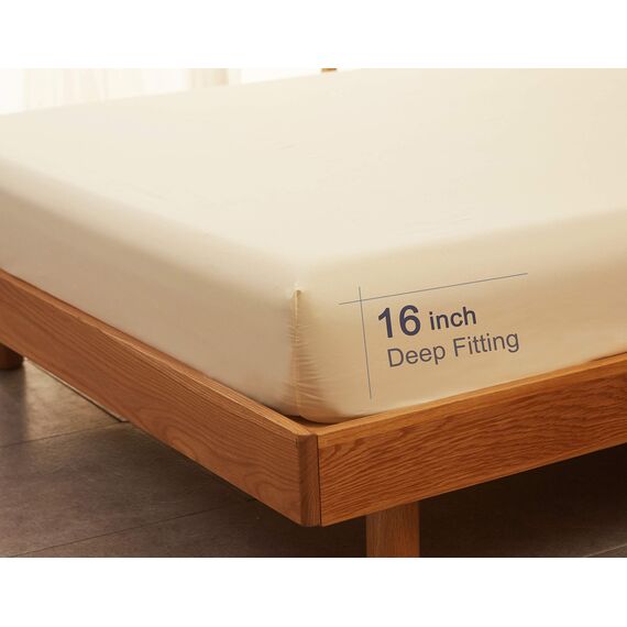 SONORO KATE Bettwäsche-Set, superweiche Mikrofaser, Fadenzahl 1800, ägyptische Bettwäsche, 45,7 cm tief, knitterfrei und hypoallergen, 4-teilig (Queensize, Elfenbein)