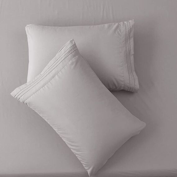 SONORO KATE Bettlaken-Set, superweiche Mikrofaser, Fadenzahl 1800, luxuriöse ägyptische Bettlaken, 45,7 cm Tiefe Taschenfalten, 4-teilig (California King Grey)