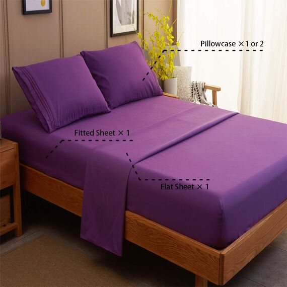 SONORO KATE Bettwäsche-Set aus superweicher Mikrofaser, 1800 Fadenzahl, luxuriöse ägyptische Bettwäsche, 45 cm tiefe Taschen, knitterfrei und hypoallergen – 3-teilig (Twin XL, violett)