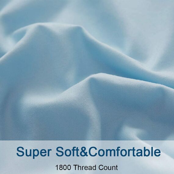 SONORO KATE Bettlaken-Set, superweiche Mikrofaser, Fadenzahl 1800, ägyptische Bettlaken mit 40,6 cm tiefen Taschen, knitterfrei und hypoallergen, 4-teilig (Spa Blue, Full)