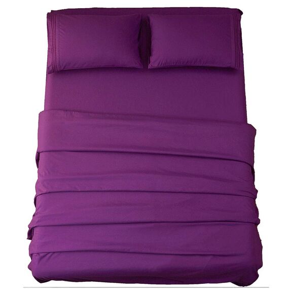 SONORO KATE Bettwäsche-Set aus superweicher Mikrofaser, 1800 Fadenzahl, luxuriöse ägyptische Bettwäsche, 45 cm tiefe Taschen, knitterfrei und hypoallergen – 3-teilig (Twin XL, violett)
