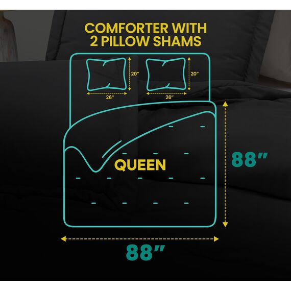 Utopia Bedding Queen-Size-Bettdecken-Set mit 2 Kissenbezügen, Bettwäsche-Set, Daunen-Alternative, graue Steppdecke, weich und bequem, maschinenwaschbar