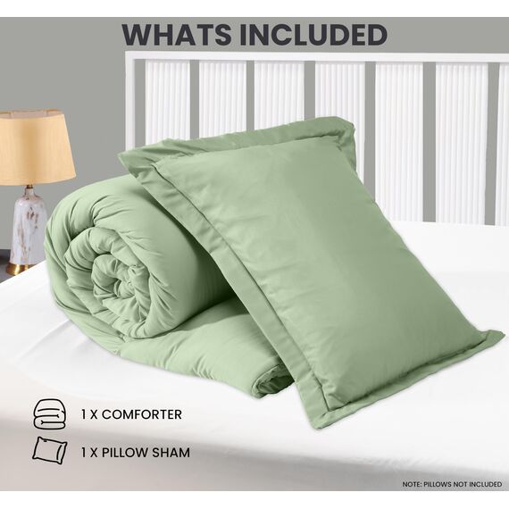 Utopia Bedding, 2-teiliges Bettwäsche-Set für Doppelbett, Salbeigrün, Bettdecken-Sets, Daunen-Alternative, weiches Bettwäsche-Set, 1 Bettdecke (162,6 x 223,5 cm), 1 Kissenbezug (50,8 x 66 cm)