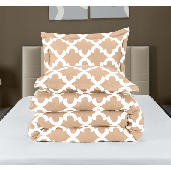 Utopia Bedding Queen-Bettwäsche-Set, beige, bedruckte Bettdecken, Queen-Size-Größe, 3-teilig, leicht, für alle Jahreszeiten, Daunen-Alternative, Bettwäsche-Set mit 1 Bettdecke (223,5 x 223,5 cm) und 2