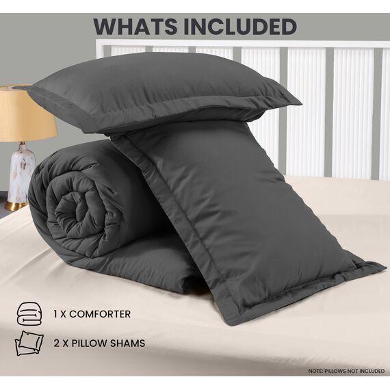 Utopia Bedding Queen-Size-Bettdecken-Set mit 2 Kissenbezügen, Bettwäsche-Set, Daunen-Alternative, graue Steppdecke, weich und bequem, maschinenwaschbar