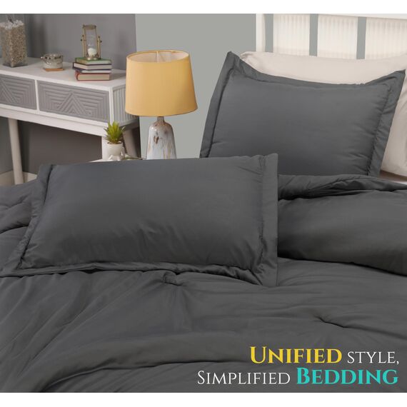 Utopia Bedding Queen-Size-Bettdecken-Set mit 2 Kissenbezügen, Bettwäsche-Set, Daunen-Alternative, graue Steppdecke, weich und bequem, maschinenwaschbar
