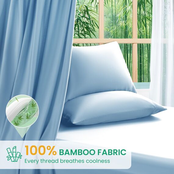 SONORO KATE Bettlaken aus 100 % Viskose aus Bambus, volle Größe, ultra-atmungsaktiv und kühlend, für heiße Schläfer, luxuriöse seidige Hotel-Bettwäsche, 40,6 cm tiefe Taschen, 4-teilig (Blaugrün, Voll