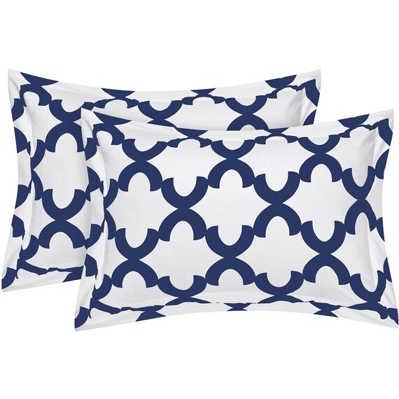 Utopia Bedding Bettwäsche-Set für King-Size-Betten (Weiß/Marineblau) mit 2 Kissenbezügen – Bettwäsche-Sets – Daunenalternative Steppdecke – weich und bequem – maschinenwaschbar