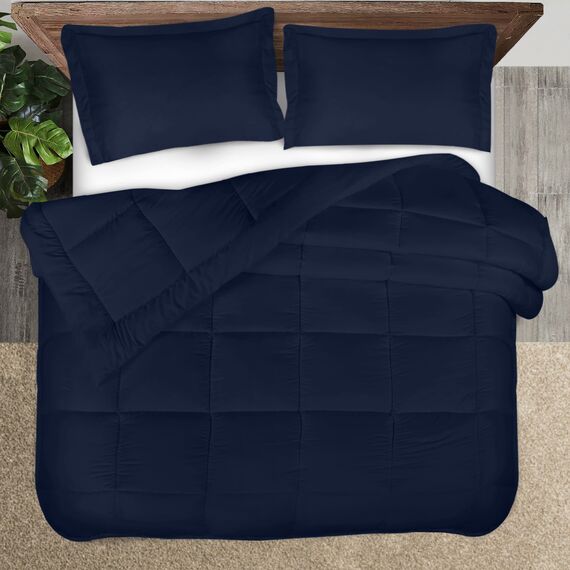 Utopia Bedding Bettwäsche-Set für King-Size-Betten, Marineblau, 3-teilig, Daunen-Alternative, weiches Bettwäsche-Set, 1 Bettdecke (228,6 x 259,1 cm), 2 Kissenbezüge (50,8 x 91,4 cm)
