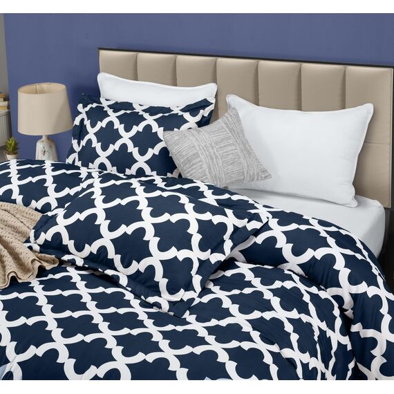 Utopia Bedding Queen-Bettwäsche-Set, Marineblau, Bedruckt, Queen-Size-Größe, 3-teilig, leicht, für alle Jahreszeiten, Daunen-Alternative, Bettwäsche-Set mit 1 Bettdecke (223,5 x 223,5 cm) und 2