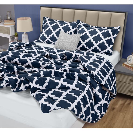 Utopia Bedding Queen-Bettwäsche-Set, Marineblau, Bedruckt, Queen-Size-Größe, 3-teilig, leicht, für alle Jahreszeiten, Daunen-Alternative, Bettwäsche-Set mit 1 Bettdecke (223,5 x 223,5 cm) und 2