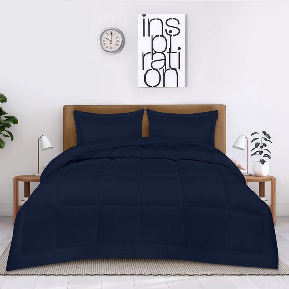 Utopia Bedding Bettwäsche-Set für King-Size-Betten, Marineblau, 3-teilig, Daunen-Alternative, weiches Bettwäsche-Set, 1 Bettdecke (228,6 x 259,1 cm), 2 Kissenbezüge (50,8 x 91,4 cm)