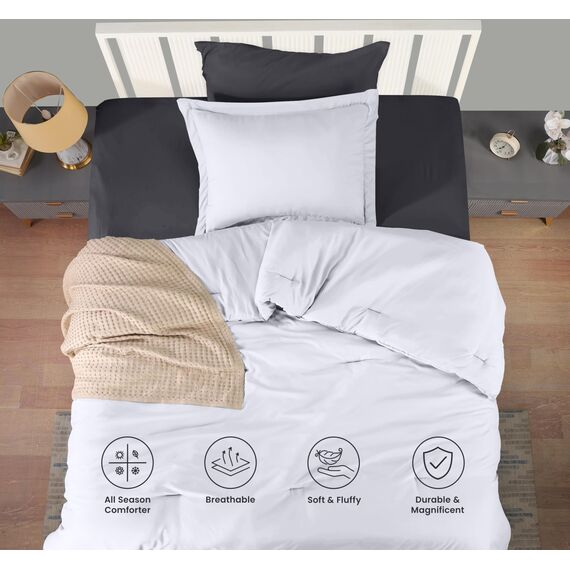 Utopia Bedding Bettwäsche-Set für Doppelbetten mit 1 Kissenbezug – Bettwäsche-Sets – Daunen-Alternative weiße Steppdecke – weich und bequem – maschinenwaschbar
