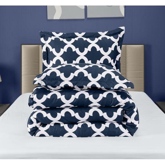 Utopia Bedding Queen-Bettwäsche-Set, Marineblau, Bedruckt, Queen-Size-Größe, 3-teilig, leicht, für alle Jahreszeiten, Daunen-Alternative, Bettwäsche-Set mit 1 Bettdecke (223,5 x 223,5 cm) und 2