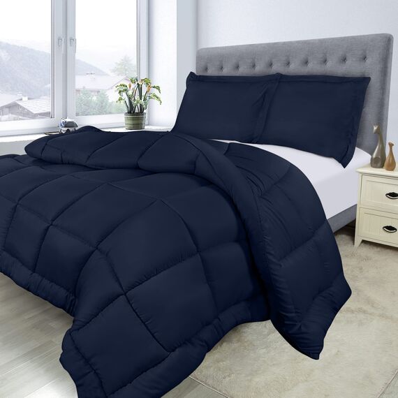 Utopia Bedding Bettwäsche-Set für King-Size-Betten, Marineblau, 3-teilig, Daunen-Alternative, weiches Bettwäsche-Set, 1 Bettdecke (228,6 x 259,1 cm), 2 Kissenbezüge (50,8 x 91,4 cm)