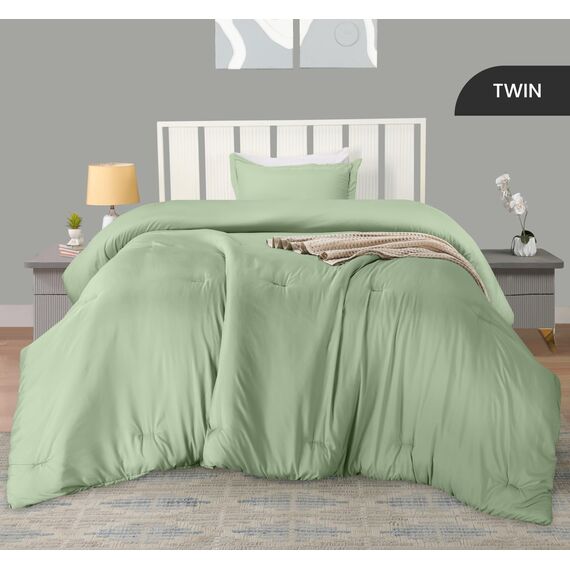 Utopia Bedding, 2-teiliges Bettwäsche-Set für Doppelbett, Salbeigrün, Bettdecken-Sets, Daunen-Alternative, weiches Bettwäsche-Set, 1 Bettdecke (162,6 x 223,5 cm), 1 Kissenbezug (50,8 x 66 cm)