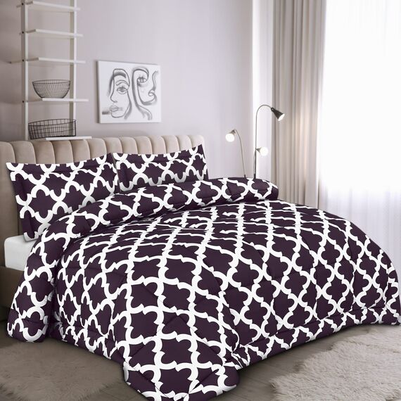 Utopia Bedding Queen-Bettwäsche-Set (Pflaume/lila) mit 2 Kissenbezügen – Bettwäsche-Sets – Daunenalternative Steppdecke – weich und bequem – maschinenwaschbar
