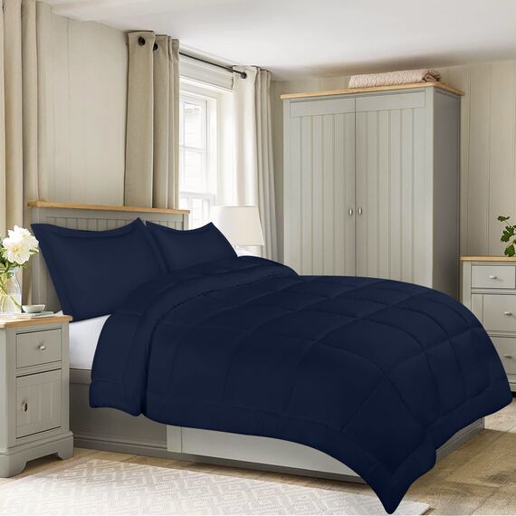 Utopia Bedding Bettwäsche-Set für King-Size-Betten, Marineblau, 3-teilig, Daunen-Alternative, weiches Bettwäsche-Set, 1 Bettdecke (228,6 x 259,1 cm), 2 Kissenbezüge (50,8 x 91,4 cm)