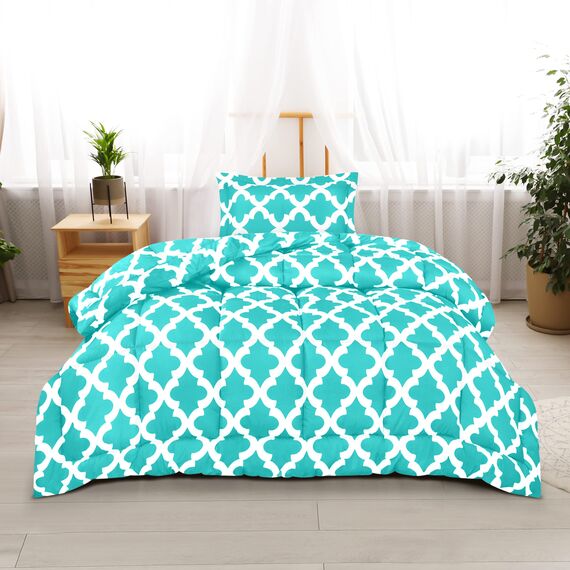 Utopia Bedding Doppelbett-Bettwäsche-Set für Kinder (Aqua) mit 1 Kissenbezug – Bettwäsche-Sets – Daunenalternative Bettdecke – weich und bequem – maschinenwaschbar