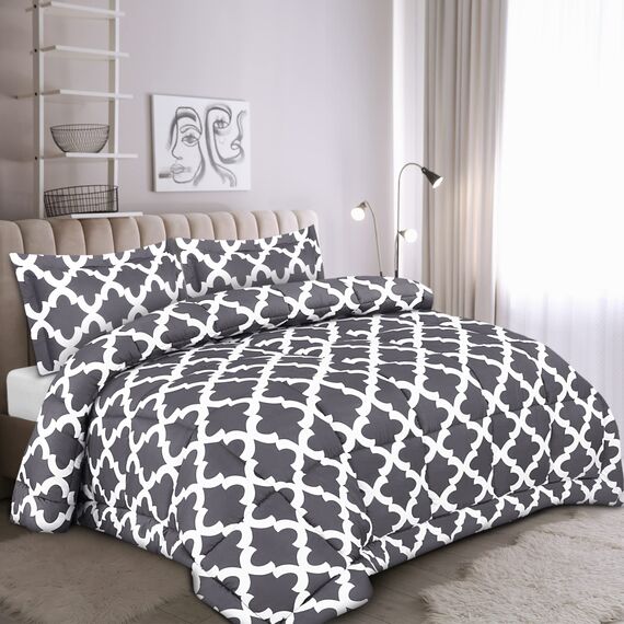 Utopia Bedding Bettdecken-Set – volle Größe Bettdecken-Sets (grau) mit 2 Kissenbezügen – Bettwäsche-Sets – Daunen-Alternative Bettdecke – weich und bequem – maschinenwaschbar