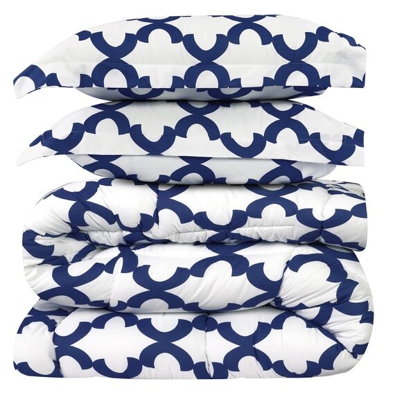 Utopia Bedding Bettwäsche-Set für King-Size-Betten (Weiß/Marineblau) mit 2 Kissenbezügen – Bettwäsche-Sets – Daunenalternative Steppdecke – weich und bequem – maschinenwaschbar