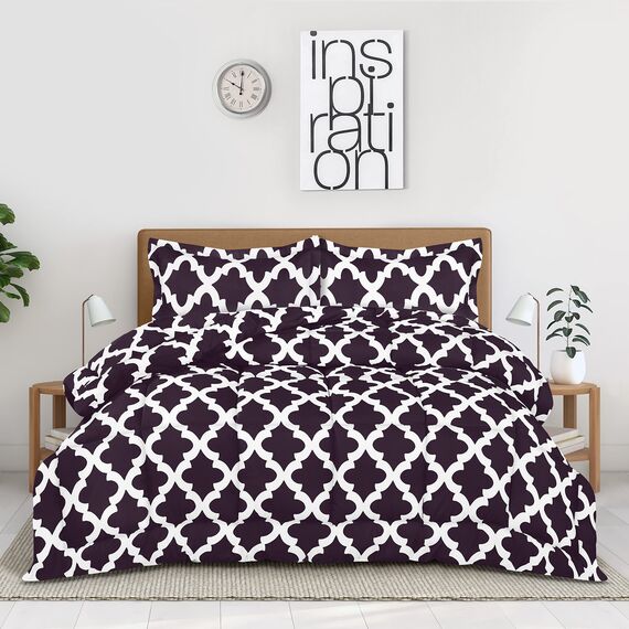 Utopia Bedding Bettwäsche-Set für King-Size-Betten (Pflaume/lila) mit 2 Kissenbezügen – Bettdecken-Sets – Daunenalternative Steppdecke – weich und bequem – maschinenwaschbar