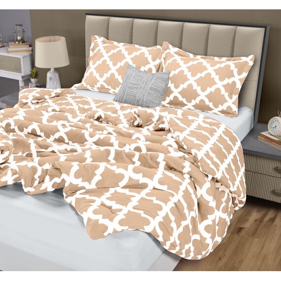 Utopia Bedding Queen-Bettwäsche-Set, beige, bedruckte Bettdecken, Queen-Size-Größe, 3-teilig, leicht, für alle Jahreszeiten, Daunen-Alternative, Bettwäsche-Set mit 1 Bettdecke (223,5 x 223,5 cm) und 2