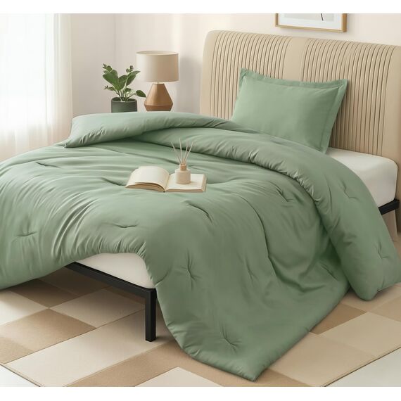 Utopia Bedding, 2-teiliges Bettwäsche-Set für Doppelbett, Salbeigrün, Bettdecken-Sets, Daunen-Alternative, weiches Bettwäsche-Set, 1 Bettdecke (162,6 x 223,5 cm), 1 Kissenbezug (50,8 x 66 cm)