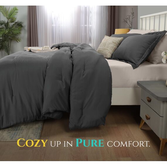 Utopia Bedding Queen-Size-Bettdecken-Set mit 2 Kissenbezügen, Bettwäsche-Set, Daunen-Alternative, graue Steppdecke, weich und bequem, maschinenwaschbar